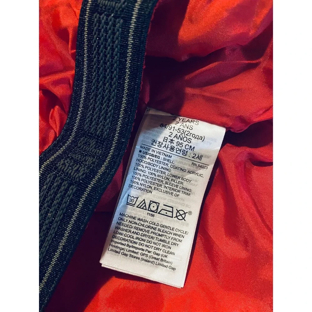 Baby Gap Toddler Boys Navy Blue Orange Fleece Lined Puffer Jacket Hooded 2T Coat